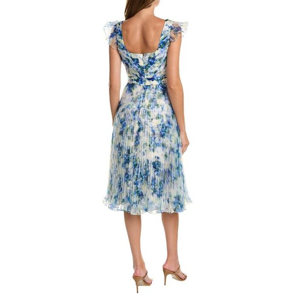 Theia Pleated Organza Midi Dress - Picture 2 of 3